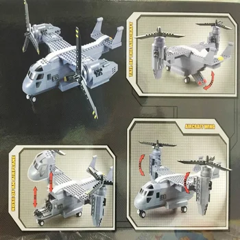 САЩ V-22 Osprey Конвертоплан Самолет, Хеликоптер Строителни блокове Модел на военен самолет Тухли Войници от Специалните сили Играчки Изображение 2