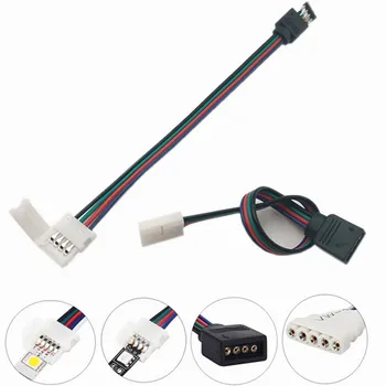 Светодиодна лента 5050 RGB Connector към адаптер на захранване 4-Проводный Конектор ширина 10 mm, Скоба за удлинительного кабел