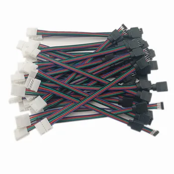 Светодиодна лента 5050 RGB Connector към адаптер на захранване 4-Проводный Конектор ширина 10 mm, Скоба за удлинительного кабел Изображение 2
