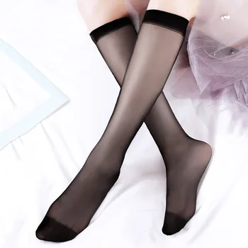 Секси дамски чорапи Прозрачни Кристални чорапогащи до коляното Летни Тънки Найлонови Чорапи Еластични Мрежести Дамски Модни Чорапи с дълги штанинами Изображение 2