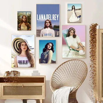 Секси Плакатная печат L-Lana-Del-Rey, Стенни живопис, стикер за спални, хол, бар, ресторант, малък