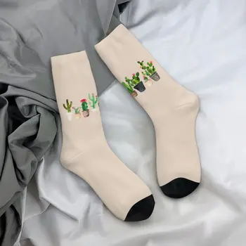 Сладки чорапи с кактуси, чорапи Harajuku с шарките на Kawai, зимни против хлъзгане, чорапи, Дамски меки чорапи за скейтборд.