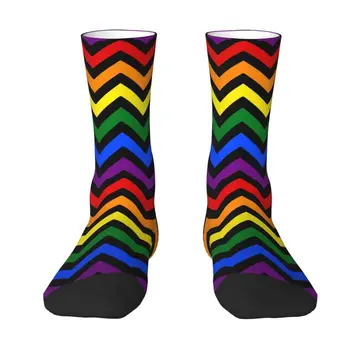 Сладък Гей-Гордост Зигзагообразные Чорапи Мъжки и Женски Топли 3D-Печат на GLBT ЛГБТ Преливащи Лесбийски Футболни Спортни Чорапи