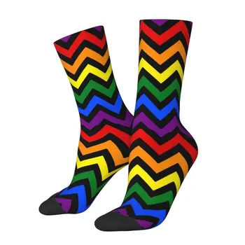 Сладък Гей-Гордост Зигзагообразные Чорапи Мъжки и Женски Топли 3D-Печат на GLBT ЛГБТ Преливащи Лесбийски Футболни Спортни Чорапи Изображение 2