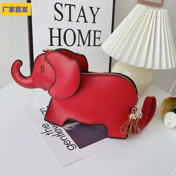 Сладък Мини-Малко един слон теле, Корсетная Чанта На Едно рамо, Креативна Дамска Чанта за През рамото От Изкуствена Кожа, Кукла Дъмбо, Малка Квадратна Чанта