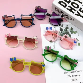 Слънчеви очила за момичета и момчета с модерен нос във формата на котка, Анти-UV Очила, Детски Улични Прекрасни слънчеви очила