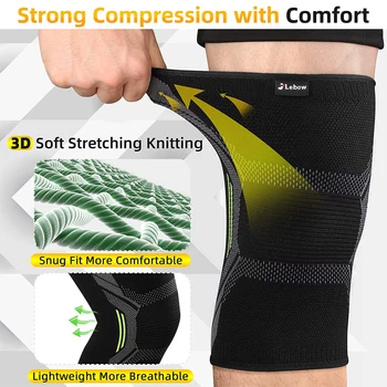 Спортни коленете с технологията 3D-тъкане, найлонови абсорбиращи потта, дишащи коленете, трикотажни наколенници за алпинизъм на открито Изображение 2