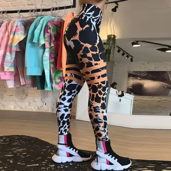 Спортни чорапогащи за жени, модни гамаши с леопардовым принтом, компресия панталони за йога, облекла за танци Energy Момиче Изображение 2