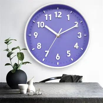 Стенен часовник креативно цвят на 8-инчови стенни часовници за детска стая Хол Кръгли тихи часове спалня Прости стенни часовници с показалеца
