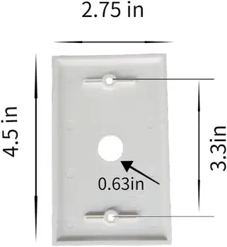 стеновая панел Keystone с 1 порт (10 бр), единична стеновая панел с модулен подключаемым модул с кръгла дупка за контакт, бял Изображение 2