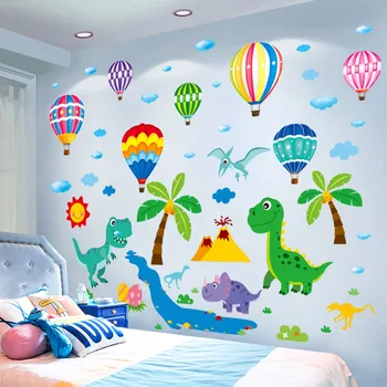 Стикери за стена с мультяшными животни-динозаври, стикери за стена с балони, направени със собствените си ръце, за детски стаи, Детски Спални, украса за дома