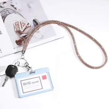 Стилен шийката на каишка с кристали аксесоари Модерен здрав ремък за ключодържател Bling ID Card Holder