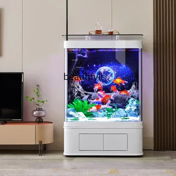 Стъклен Аквариум за риби Голям Открит Офис Хол Екологична Вода Интелигентен Аквариум с изключване на звука