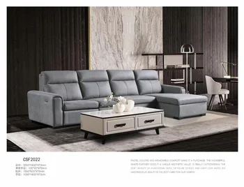 Съвременно складное електрическо фотьойл разтегателен диван мебелен кът с място за съхранение на L-образен кожен секционни диван-легло Комплект мека мебел-качалок Изображение 2