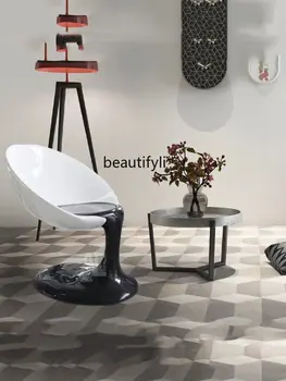Творческа и малко луксозно кресло за отдих с покритие покритие FRP Трапезария стол с односпальным диван, парапет от акрилна смола, стол Изображение 2