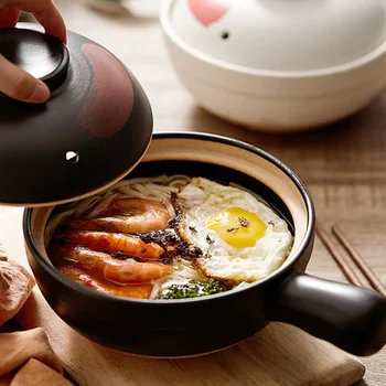 Тенджера за супа в японски стил, мультиварки, тиган с дръжка, Керамични тенджера, термостойкая тиган за газови печки Изображение 2
