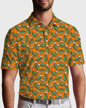 Тениска-поло с участието на тропически кокосови орехи, с художествен принтом, тенденция летни дрехи по поръчка с къс ръкав
