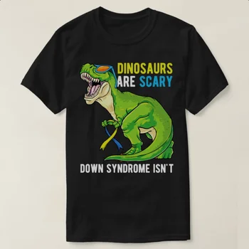 Тениска с динозавром и знанието за синдром на Даун, 100% памук, ежедневна мъжка тениска с кръгло деколте и къс ръкав, Размер S-3XL