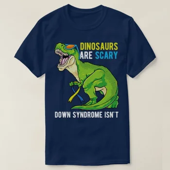 Тениска с динозавром и знанието за синдром на Даун, 100% памук, ежедневна мъжка тениска с кръгло деколте и къс ръкав, Размер S-3XL Изображение 2