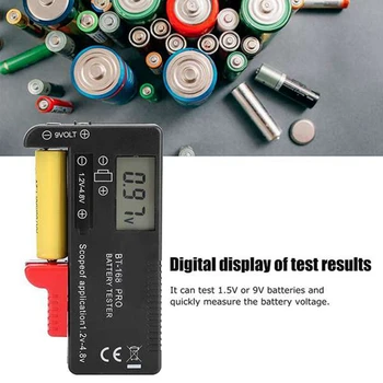 Тестер от капацитета на батерията BT-168 PRO Цифров проверка на батерията Пластмасов Преносим тестер за батерии за AA 1.5 V 9V Изображение 2