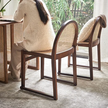 Трапезария стол от скандинавския ратан, Кухненски Луксозен стол от масивно дърво, стол за ресторанта в хотела, мебели за дома и почивка WKDC Изображение 2