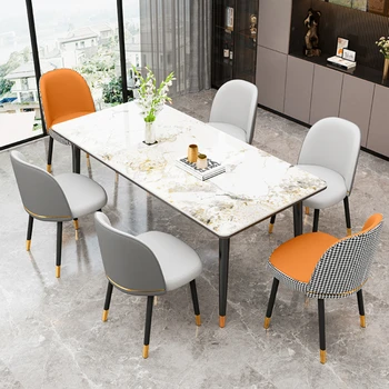 Трапезария стол, устойчив на надраскване, лека луксозно обзавеждане от висок клас кремава на цвят, изчистен ергономичен стол с мека кожена чанта от гладка радиана