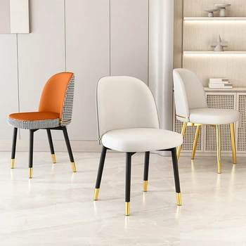 Трапезария стол, устойчив на надраскване, лека луксозно обзавеждане от висок клас кремава на цвят, изчистен ергономичен стол с мека кожена чанта от гладка радиана Изображение 2