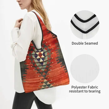 Турски етнически килимы с ромбовидным модел, чанти-тоут за пазаруване, реколта чанта в стил Бохо, артистична Персийски разплод чанта Изображение 2