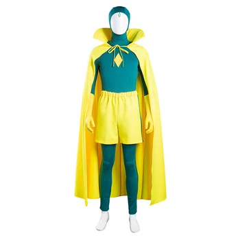 Уанда Vision Vision cosplay костюм, гащеризон, дъждобран, костюми за Хелоуин, кралят костюм