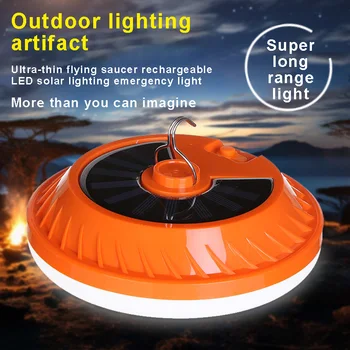 Ултратънък акумулаторна лампа UFO Led слънчево осветление Авариен светлина Нощен Водоустойчив Мощен фенер Авариен къмпинг на открито