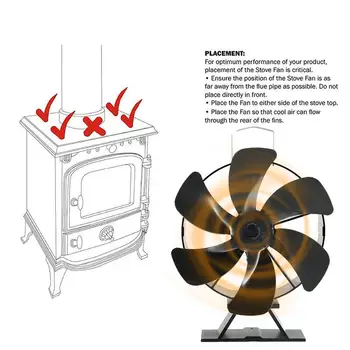Фен на дърва осигурява циркулация на топъл топъл въздух Вентилатор печка тец вентилатор с топлинна захранването за дърва на горелката на пеллетах Аксесоари за печки Изображение 2