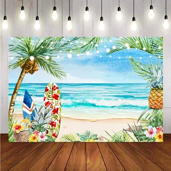 Фон за снимки летен плаж живопис с маслени бои на стария майстор кокосова палма дъска за сърф фон за студио photobooth аксесоари подпори