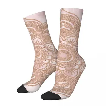 Хип-хоп Vintage Rose Gold Мандала Розов Мрамор Луди мъжки чорапи Унисекс Дизайн Арт Уличен Стил на Безшевни чорапи с принтом Crew Подарък
