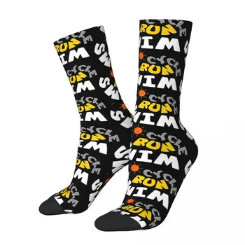 Хип-хоп реколта мъжки чорапи Run Cycle Swim Луд С принтом в уличном стил, нестандартен, подарък за момчета със принтом Happy Crew Sock