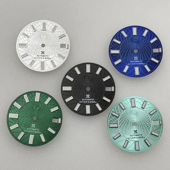Циферблат 28,5 мм, зелена ... сияеща повърхност, циферблат Yuanzu, изменено циферблат за час механизъм Seiko NH35, аксесоари за часовници с логото на S. Изображение 2