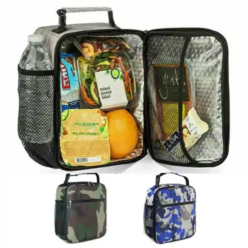 Чанта за обяд с изолация за продукти, Пресни чанта за съхранение на пикник, камуфлаж син цвят
