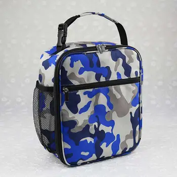 Чанта за обяд с изолация за продукти, Пресни чанта за съхранение на пикник, камуфлаж син цвят Изображение 2