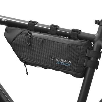 Чанта за планински велосипед Sahoo, горна чанта за тръби, водоустойчив 4-литров найлон триъгълна чанта, съоръжения за колоездене, аксесоари за велосипеди Изображение 2