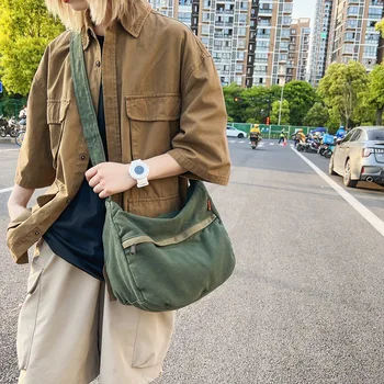 Чанта през рамо, жените парусиновая модни и ежедневни реколта мека чанта с цип голям капацитет, универсална чанта унисекс