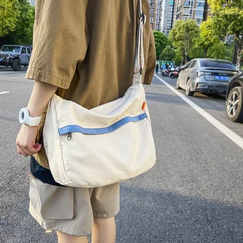 Чанта през рамо, жените парусиновая модни и ежедневни реколта мека чанта с цип голям капацитет, универсална чанта унисекс Изображение 2