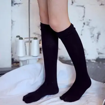 Черни чорапи Täby-кимоно от чист памук до бедрото, за cosplay за момичета, чорапи с два пръста, дълги чорапи с разрезным чучур във формата на тръби, не правят чорапи Изображение 2