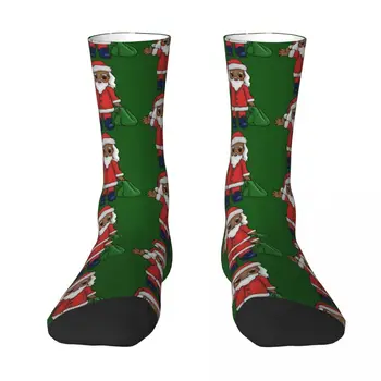 Черни чорапи на Дядо Коледа, женски забавни чорапи меми, дишащи модни чорапи, Зимни чорапи за спорт на открито, нескользящие чорапи с модел, подарък