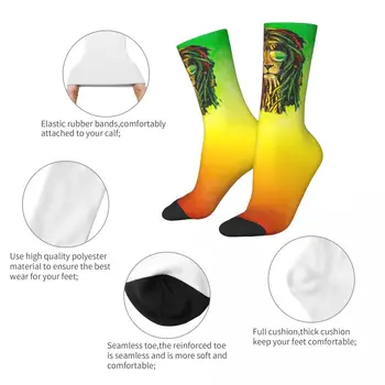 Чорапи Rasta Dreadlock Lion Of Judah Топли Забавни Чорапи Happy Jamaica Цвят Реге, Чорапи Растафари, Аксесоари, Чорапи, Малки Подаръци Изображение 2