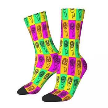 Чорапи в стил поп-арт с цветя рози Мъжки Дамски летни чорапи от полиестер