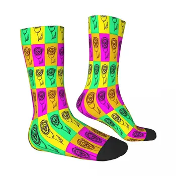 Чорапи в стил поп-арт с цветя рози Мъжки Дамски летни чорапи от полиестер Изображение 2