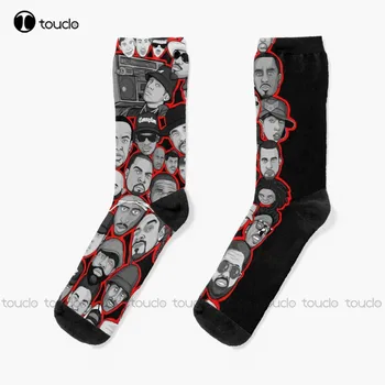 Чорапи-колажи Legends Of Hip Hop, Памучни Чорапи, За мъже, подарък за Коледа, Унисекс, Чорапи за възрастни, юноши, младежи, Дигитален печат на 360 °