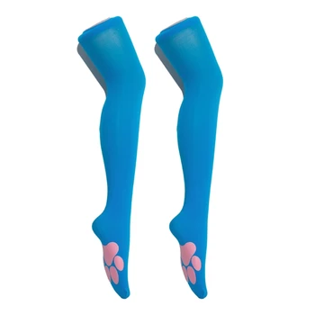 Чорапи с подложки за котешки лапи, чорапи до бедрото чорапи с 3D нокти коте, дамски и за момичета, 37JB Изображение 2