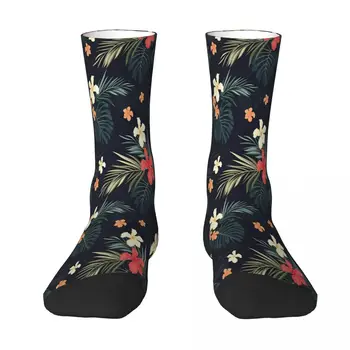Чорапи с тъмни тропически цветя, мъжки, Дамски чорапи от полиестер, адаптивни Забавни