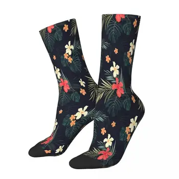 Чорапи с тъмни тропически цветя, мъжки, Дамски чорапи от полиестер, адаптивни Забавни Изображение 2