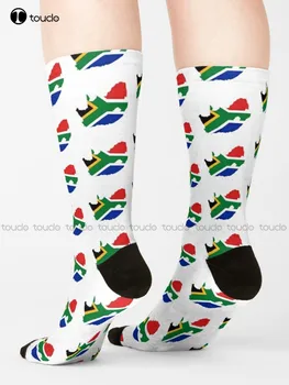 Чорапи с флага на Южна Африка, памучни чорапи за жените, персонализиран подарък с дигитален печат 360 °, чорапи за уличен скейтборд Harajuku
